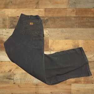 Vtg Y2K Carhartt Original Dungaree Fit Carpenter Pants B11 PTB 36 X 34 Charcoal